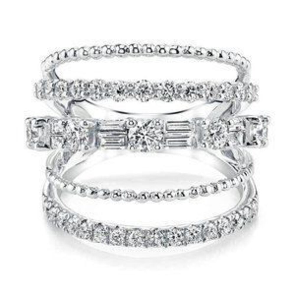 NEW 925 Sterling Silver Diamond Multi Band Ring J